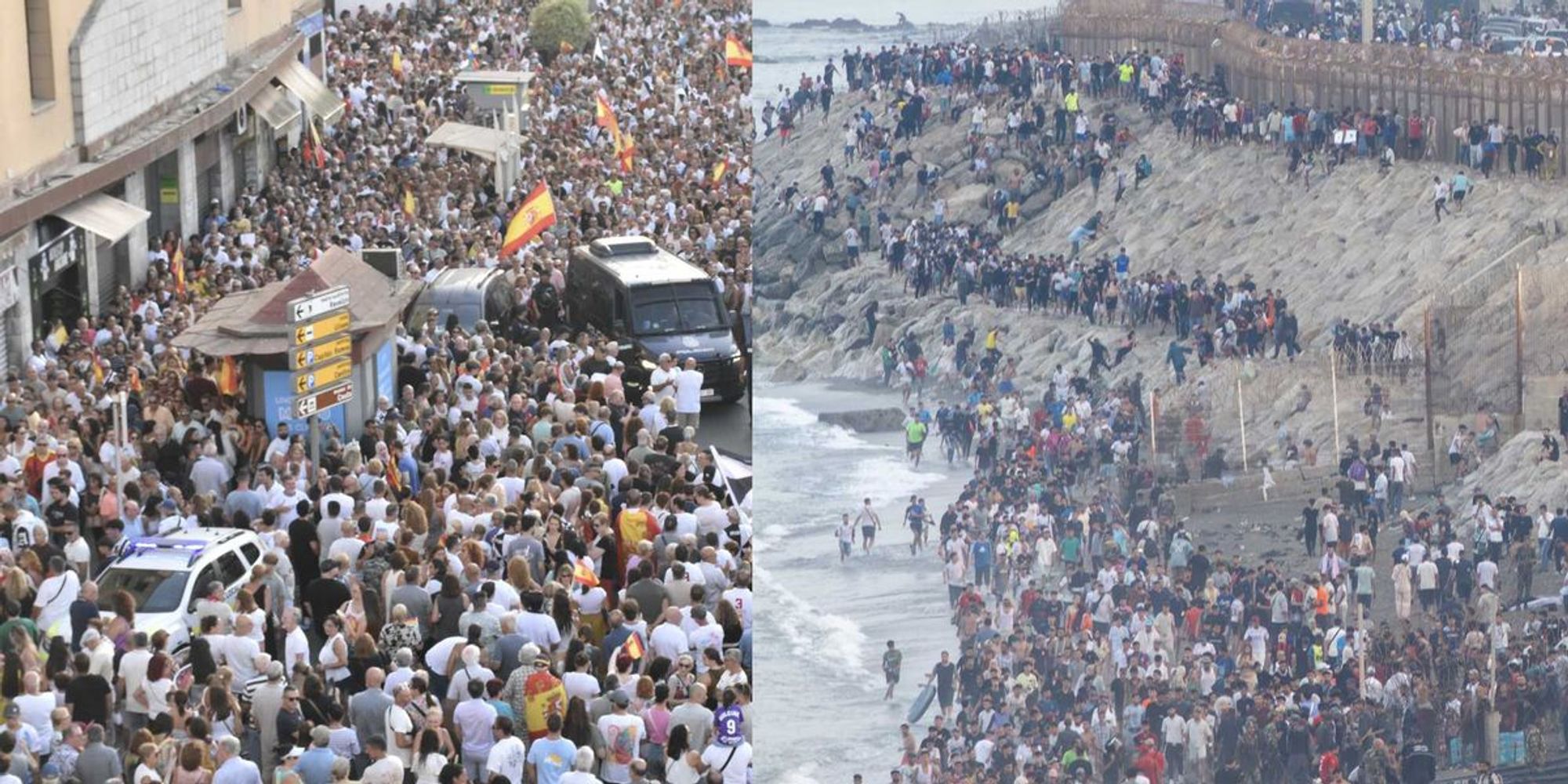 headline: MASSIVE PROTEST against illegal migrants OVERRUNNI